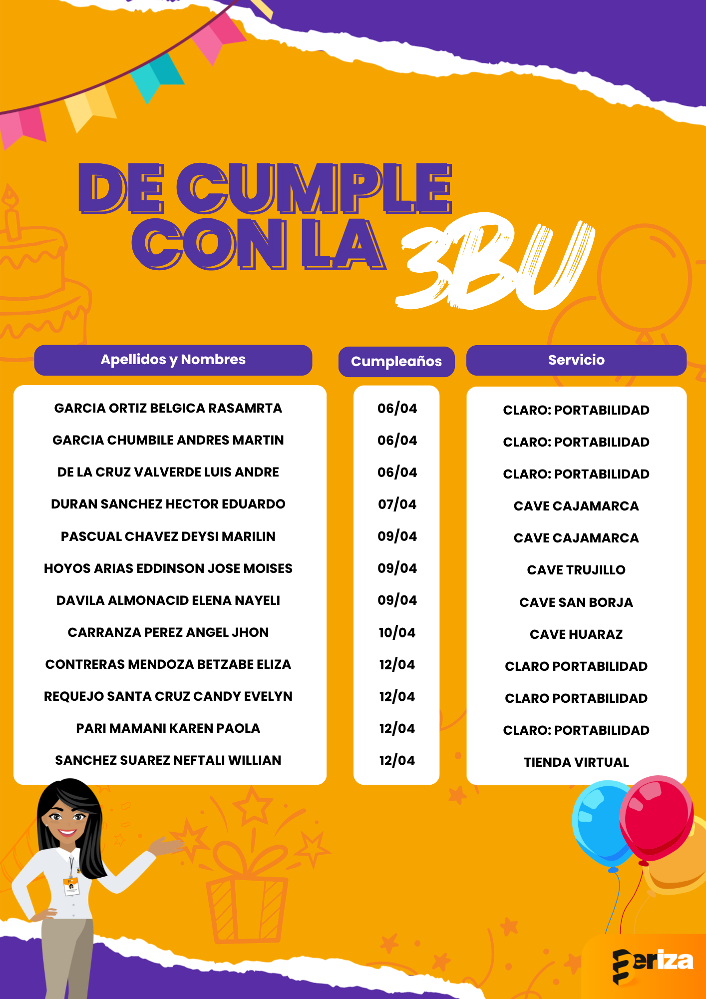 CUMPLEAÑEROS DE LA SEMANA 🎊🎉